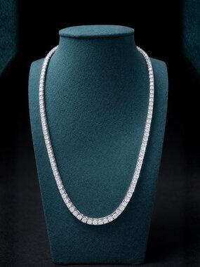 3mm 17" Moissanite Tennis Chain 8H8A, 0.1Ct Each, 925 Sterling Silver- MC026